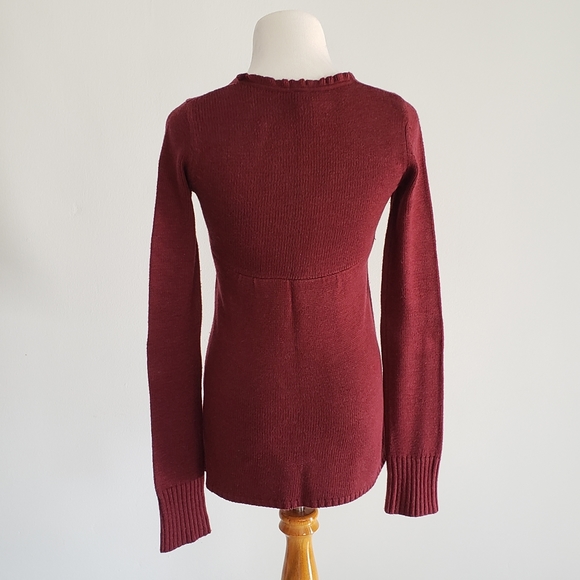 3/$20 | Fossil Sweater Empire Waist Maroon Small - Picture 2 of 7